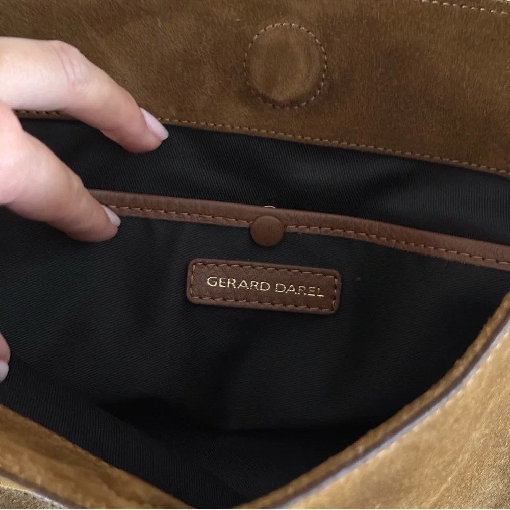 Gerard Darel Suede Leather Hobo Bag Le Charlotte Amber